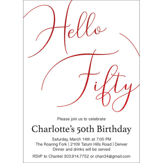 Hello Fifty Foil Birthday Invitations